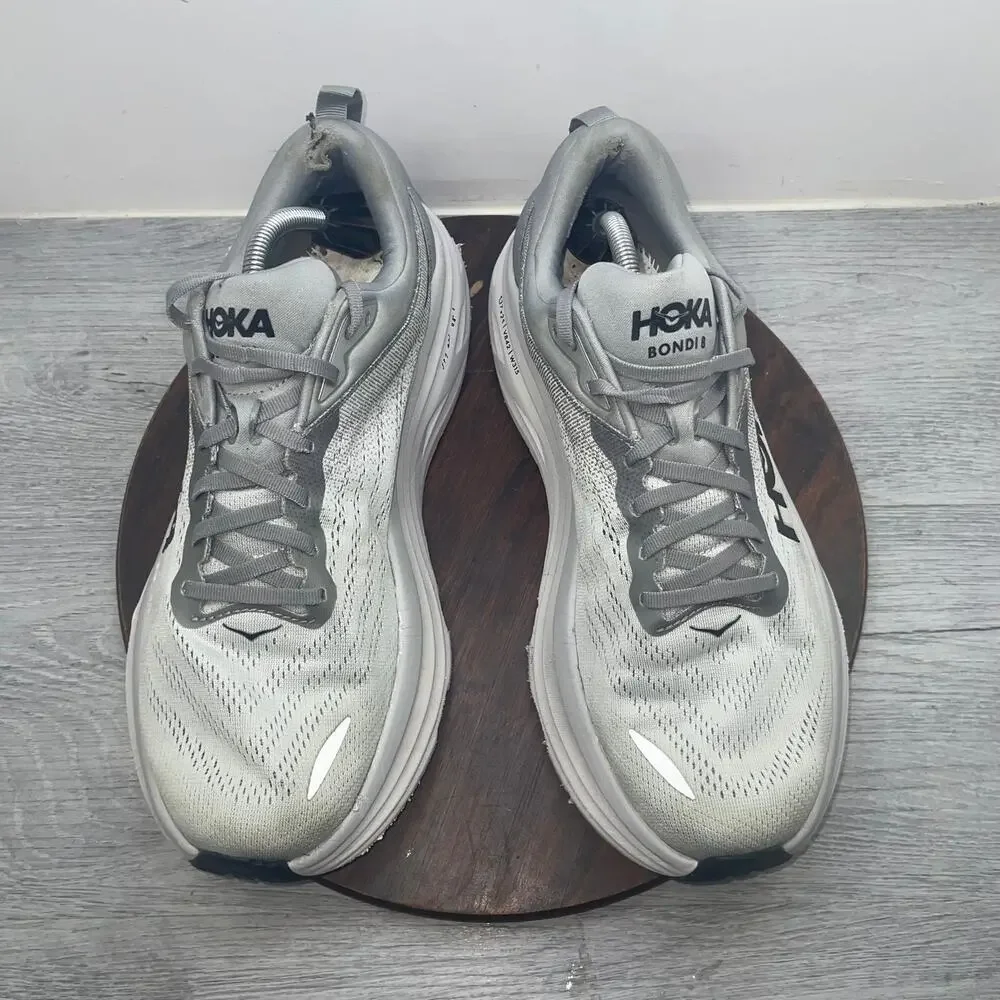 Hoka One One Bondi 8 Shark Grey Men’s Size 11 2E Wide Running Shoes 1127953-SHMS